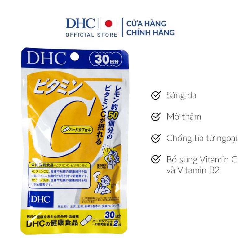 Viên Uống Hỗ Trợ Sức Đề Kháng, Trắng Da Bổ Sung Vitamin C DHC Vitamin C Hard Capsule