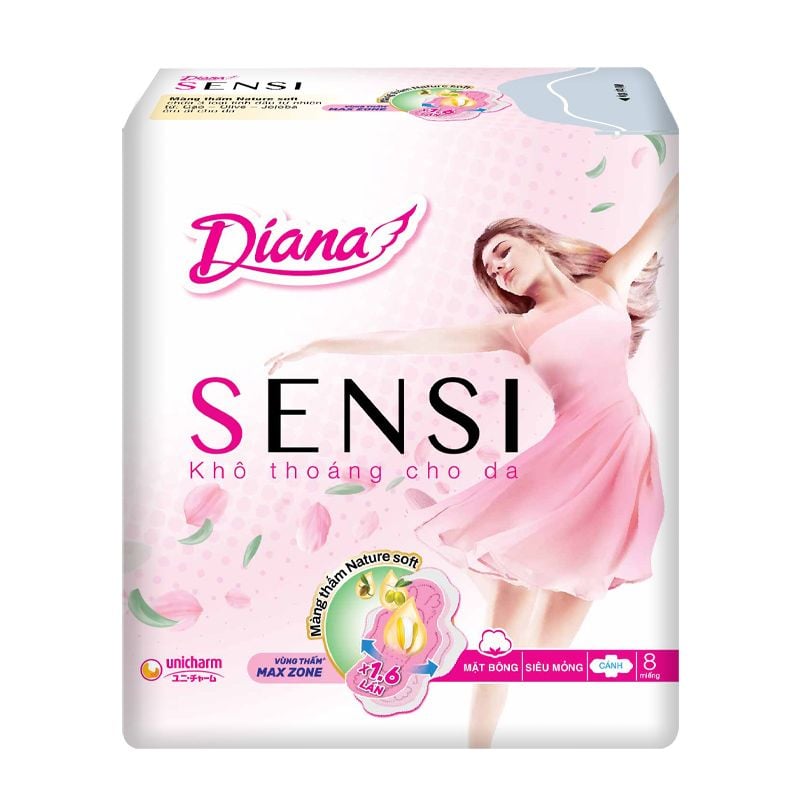 Băng Vệ Sinh Diana Sensi Siêu Mỏng Có Cánh - 8 Miếng (Che tên sản phẩm khi giao hàng)