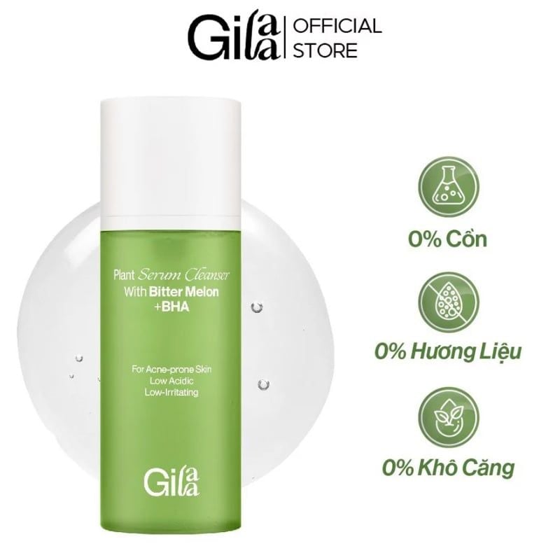 Sữa Rửa Mặt Làm Sạch Da Hỗ Trợ Giảm Mụn Chiết Xuất Khổ Qua Và BHA Gilaa Plant Serum Cleanser Bitter Melon + BHA 160g