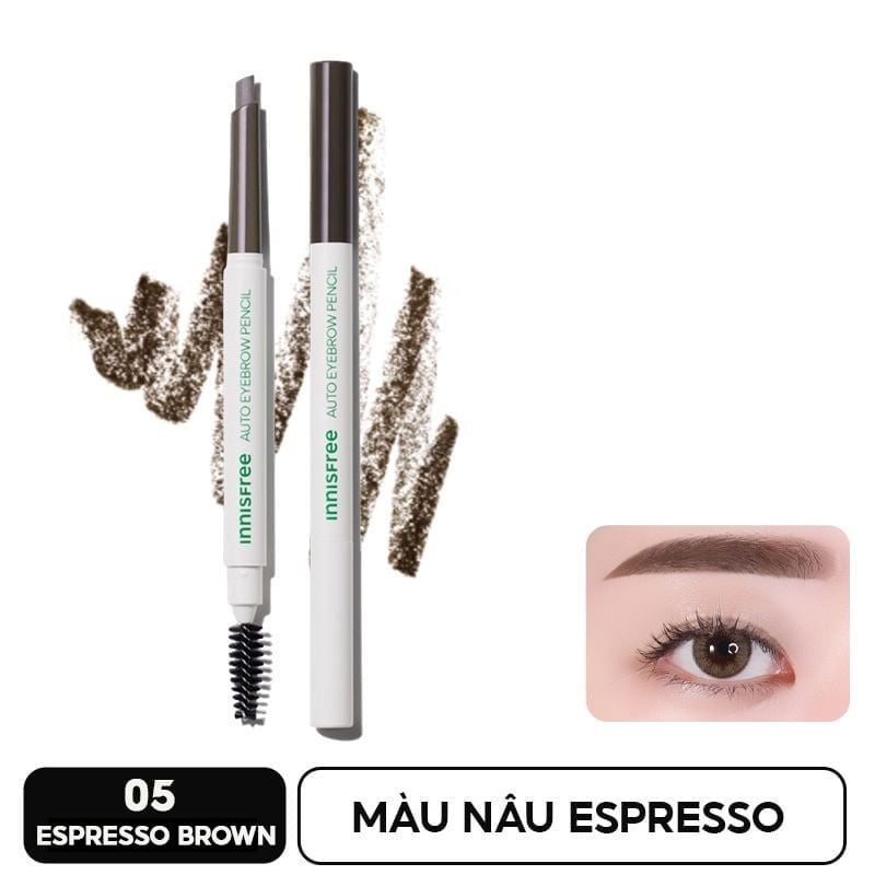 Chì Kẻ Mày Ngang Mảnh, Lâu Trôi Innisfree Auto Eyebrow Pencil 0.3g