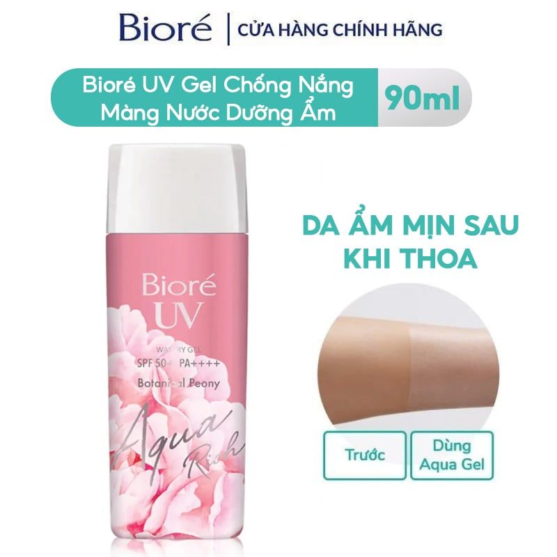 Gel Chống Nắng Màng Nước Dưỡng Ẩm Hương Hoa Mẫu Đơn Bioré UV Aqua Rich Watery Gel Botanical Peony SPF50+/PA++++ 90ml