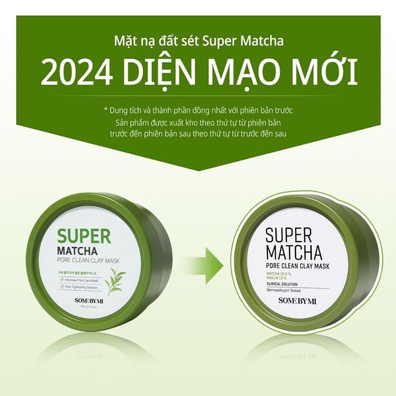 Mặt Nạ Đất Sét Some By Mi Trà Xanh Giúp Làm Sạch, Thu Nhỏ Lỗ Chân Lông Super Matcha Pore Clean Clay Mask 100g
