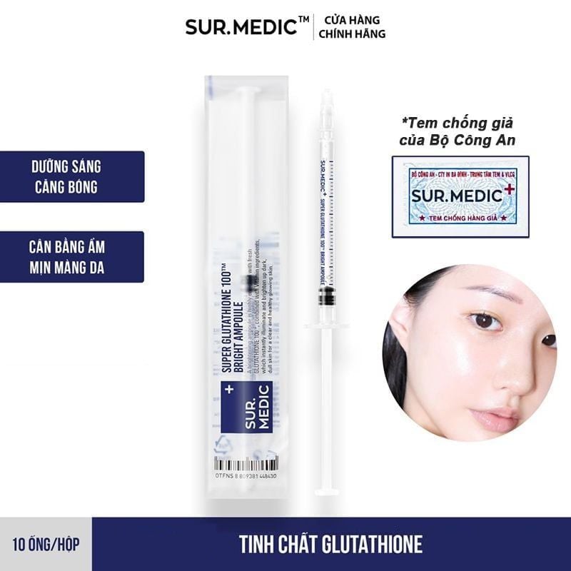 Tinh Chất Sur.Medic+ Hỗ Trợ Dưỡng Sáng Da Super Glutathione 100TM Bright Ampoule