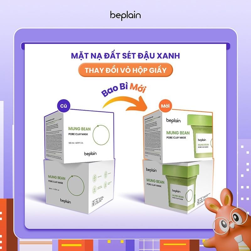 Mặt Nạ Đất Sét Thu Nhỏ Lỗ Chân Lông, Giảm Mụn Đầu Đen Beplain Mung Bean Pore Clay Mask 120ml