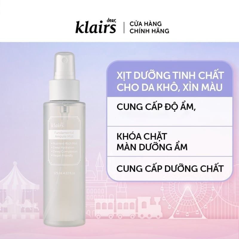 Xịt Khoáng Klairs Dưỡng Ẩm, Làm Dịu Da Fundamental Ampule Mist 125ml