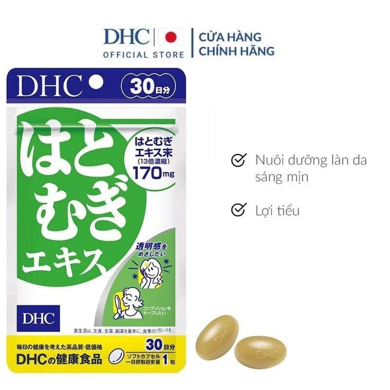 Viên Uống Hỗ Trợ Trắng Da Từ Bột Ý Dĩ DHC Adlay Extract (30 Viên/30 Ngày)