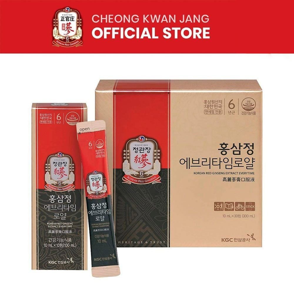 [Hộp 30 Gói] Tinh Chất Hồng Sâm Cô Đặc Dạng Gói Won KGC Korean Red Ginseng Extract Everytime 300ml
