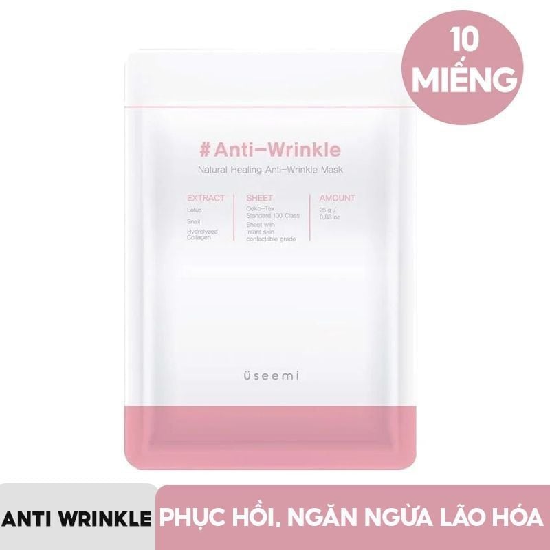 [4 GIẢI PHÁP] Mặt Nạ Giấy USEEMI Dưỡng Ẩm, Ngăn Lão Hóa, Làm Dịu Da Chiết Xuất Từ Thiên Nhiên Natural Healing Mask 25g