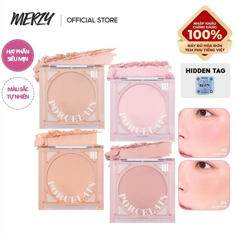 Phấn Má Hồng Dạng Nén Chuẩn Màu, Lâu Trôi Merzy Porcelain Cheek Blusher 4.2g