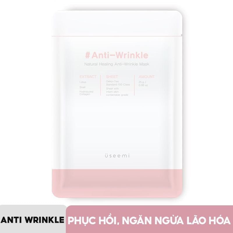 [4 GIẢI PHÁP] Mặt Nạ Giấy USEEMI Dưỡng Ẩm, Ngăn Lão Hóa, Làm Dịu Da Chiết Xuất Từ Thiên Nhiên Natural Healing Mask 25g