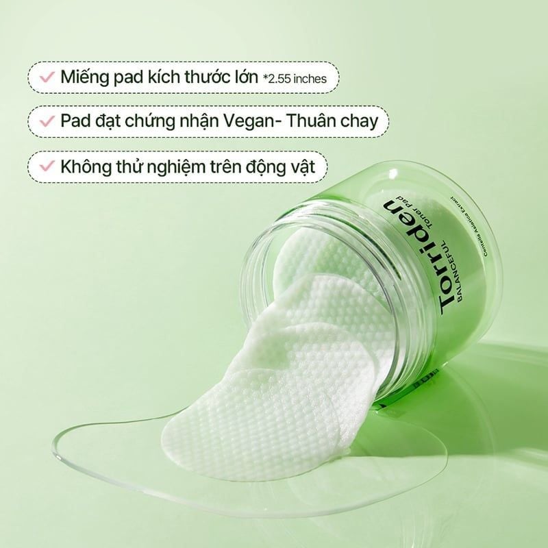 Toner Pad Torriden Làm Dịu Da Mụn, Cân Bằng Da, Cấp Ẩm Balanceful Cica Toner Pad 60 miếng