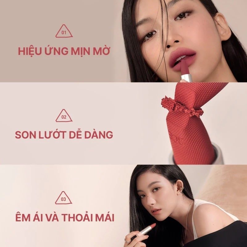 Son Thỏi Mịn Lì, Mềm Môi 3CE Cashmere Hug Lipstick 3.5g