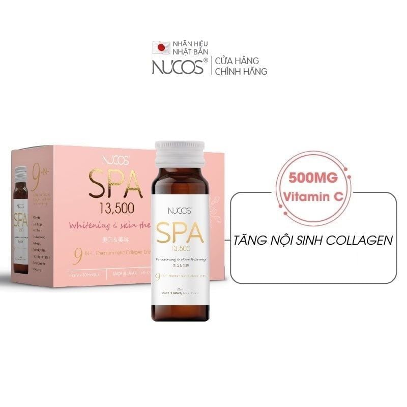 [Tặng 4 Chai Super White] [Hộp 10 Chai] Nước Uống Bổ Sung Collagen Nhật Bản Giảm Nếp Nhăn Nucos Spa 13500 Whitening & Skin Therapy 9in1 Premium Nano Collagen Drink