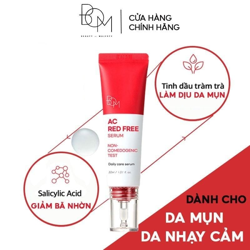 Serum B.O.M Hỗ Trợ Ngăn Ngừa Mụn Đỏ B.O.M AC Red Free Serum 30ml