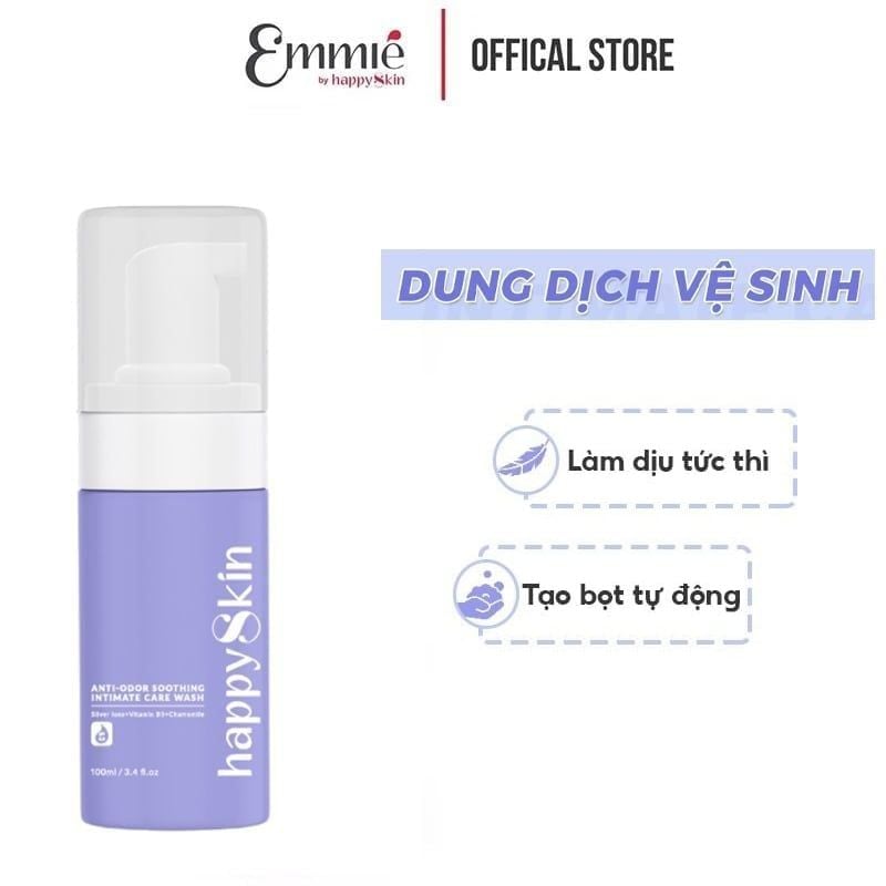 Dung Dịch Vệ Sinh Emmié By HappySkin Khử Mùi Làm Sạch, Ngừa Vi Khuẩn Anti-Odor Soothing Intimate Care Wash 100ml (Che tên sản phẩm khi giao hàng)