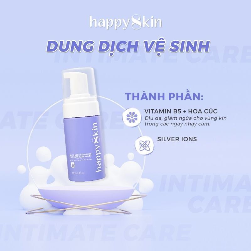 Dung Dịch Vệ Sinh Emmié By HappySkin Khử Mùi Làm Sạch, Ngừa Vi Khuẩn Anti-Odor Soothing Intimate Care Wash 100ml (Che tên sản phẩm khi giao hàng)