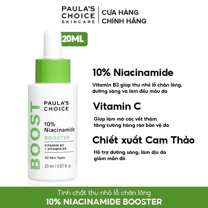 Serum Paula's Choice Hỗ Trợ Dưỡng Trắng, Thu Nhỏ Lỗ Chân Lông Paula's Choice Resist 10% Niacinamide Booster 20ml