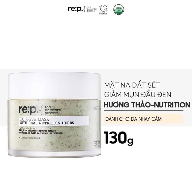Mặt Nạ Đất Sét Re:p Thu Nhỏ Lỗ Chân Lông, Phục Hồi Da Chiết Xuất Cây Hương Thảo Bio Fresh Mask With Real Nutrition Herbs 130g