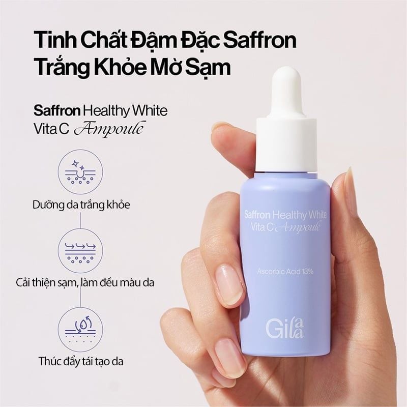 Serum Gilaa Dưỡng Trắng Da Chiết xuất Nhụy Hoa Nghệ Tây Gilaa Saffron Healthy White Vita C Ampoule