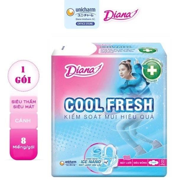 Băng Vệ Sinh Diana Siêu Thấm Cool Fresh Có Cánh - 8 Miếng (Che tên sản phẩm khi giao hàng)