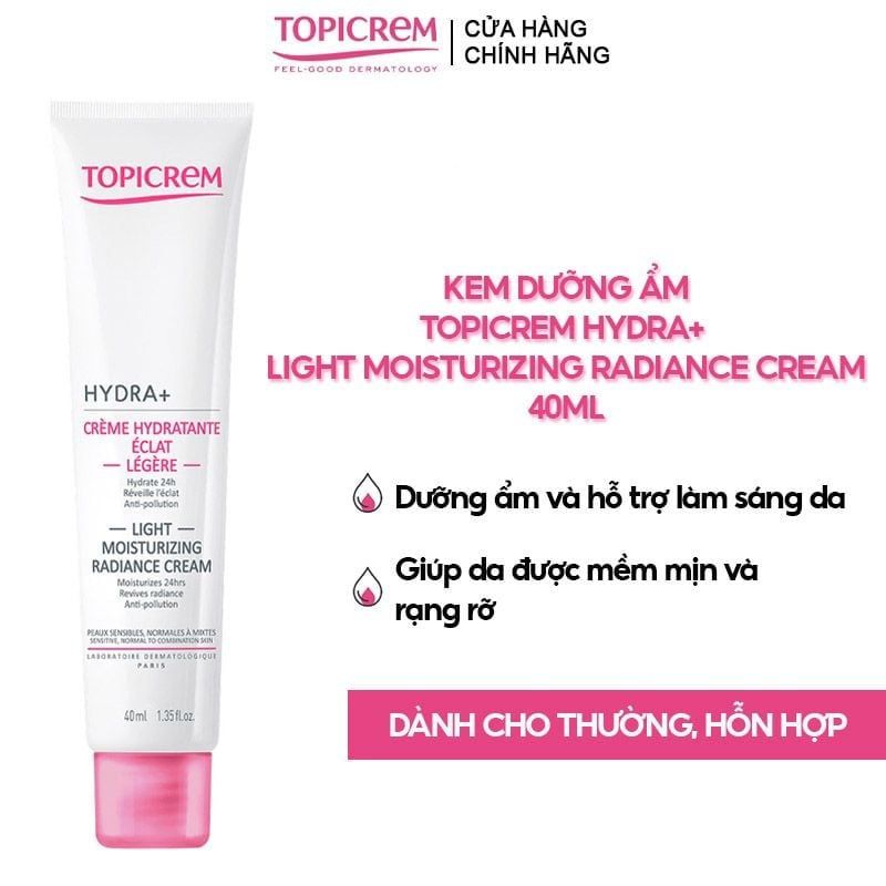 Kem Dưỡng Ẩm, Làm Đều Màu Da Cho Da Nhạy Cảm Topicrem Hydra+ Light Moisturizing Radiance Cream 40ml