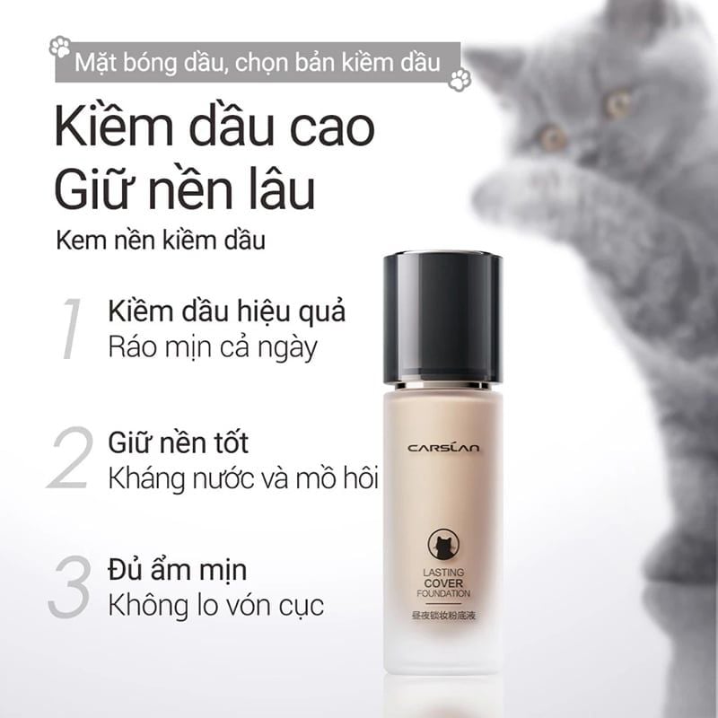 Kem Nền Carslan Dưỡng Ẩm, Kiềm Dầu Lâu Trôi Lasting Foundation 30g