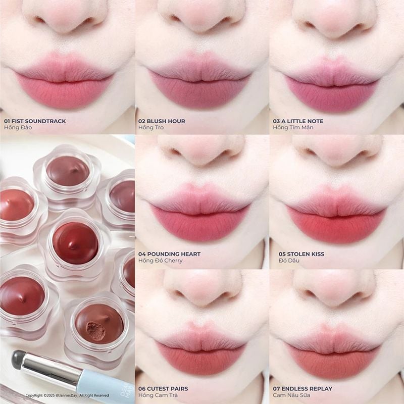 Son Kem Bùn Kiêm Má Hồng Mờ Lì Thuần Chay Dearmay Pure Falling Mood Lip Pot 6.5g