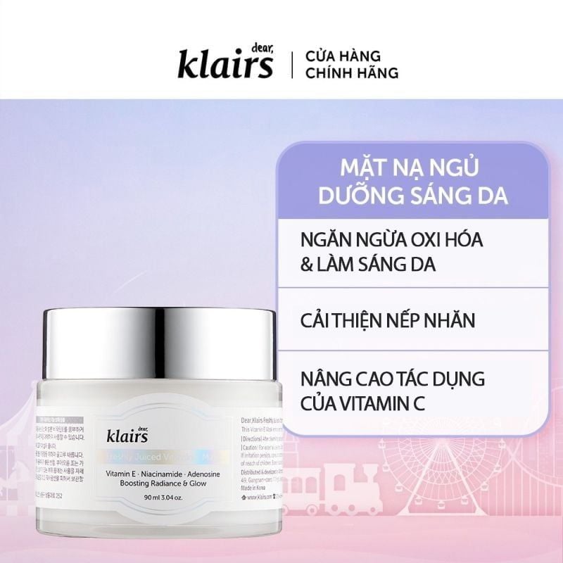 Mặt Nạ Ngủ Klairs Vitamin E Dưỡng Ẩm, Ngăn Ngừa Lão Hóa Freshly Juiced Vitamin E Mask 90ml