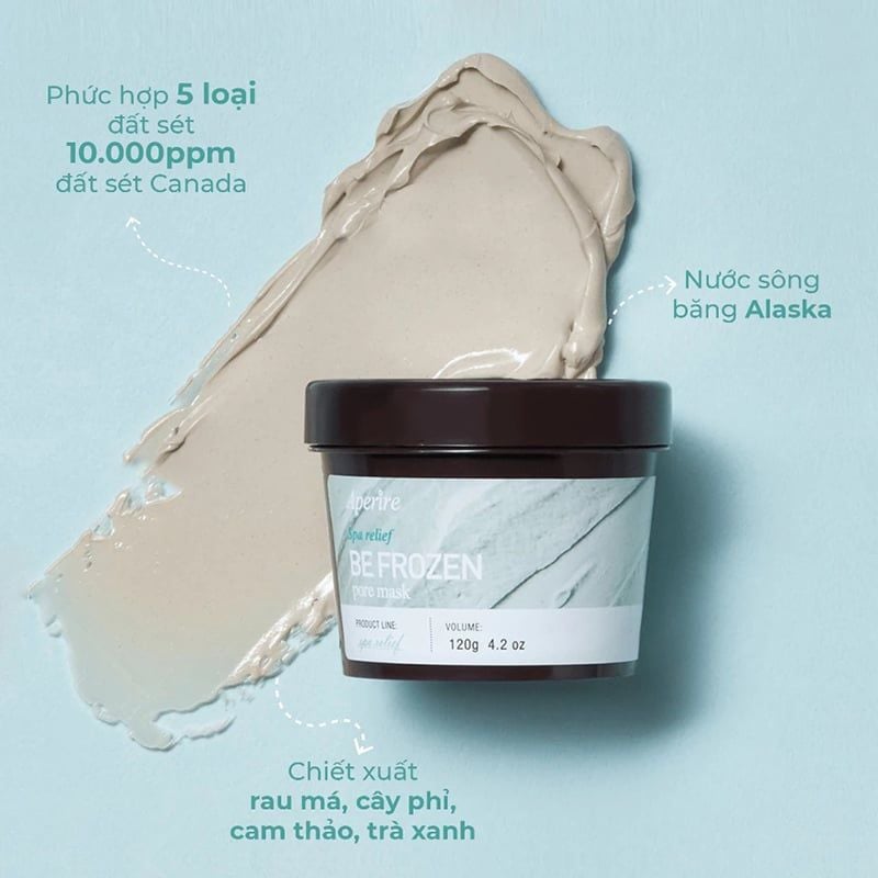 Mặt Nạ Đất Sét Cải Thiện Lỗ Chân Lông, Kiểm Soát Dầu, Làm Dịu Da Aperire Spa Relief Pore Mask 120g