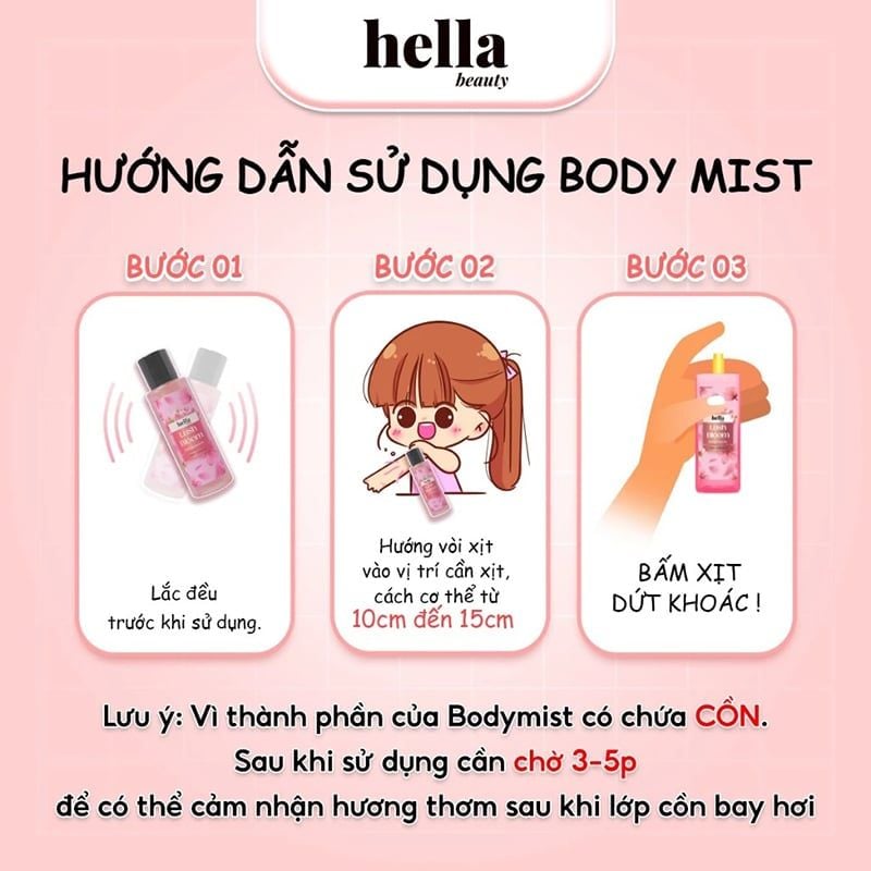 Xịt Thơm Có Nhũ Hương Trái Cây Hella Beauty Shimmer Body Mist 250ml