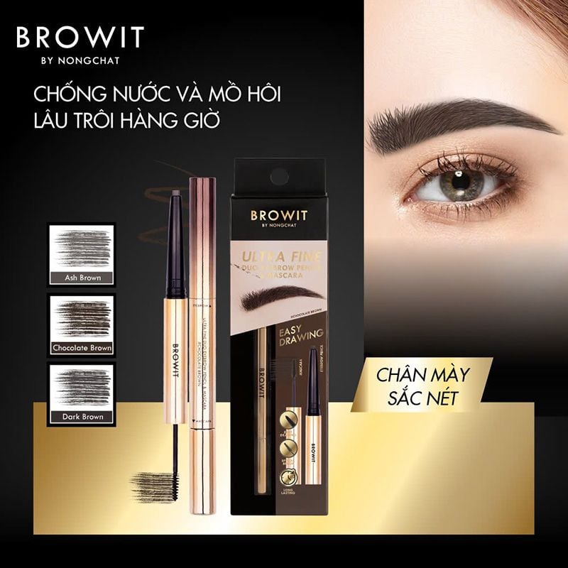 Chì Kẻ Mày Và Mascara 2in1 Lâu Trôi Browit Ultra Fine Duo Eyebrow Pencil & Mascara 0.16g + 1.26g