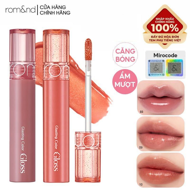 [GIÁ HỦY DIỆT][Màu 01-10][COLOR GLOSS] Son Bóng Cho Môi Căng Mọng, Mềm Mịn Romand Glasting Color Gloss 4g