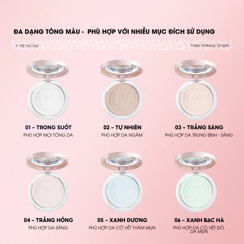 [Vietnam Edition] Phấn Phủ Nén MENOW Kiềm Dầu, Không Thấm Nước Matte Tulle Makeup Powder 8.5g