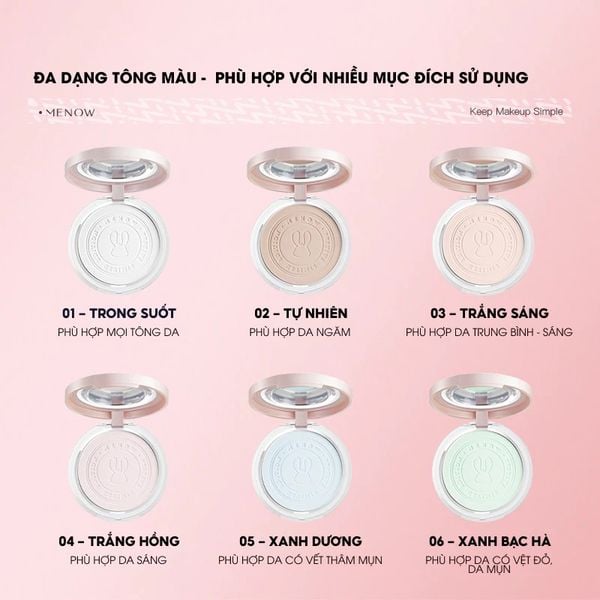  [Vietnam Edition] Phấn Phủ Nén MENOW Kiềm Dầu, Không Thấm Nước Matte Tulle Makeup Powder 8.5g 