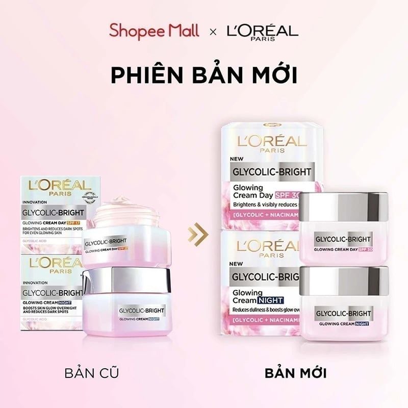 Kem Dưỡng Ban Ngày Hỗ Trợ Mờ Thâm Nám L'Oreal Glycolic Bright Glowing Cream Day