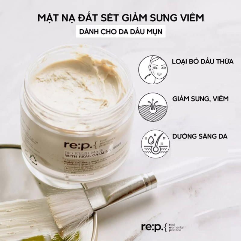 Mặt Nạ Đất Sét Re:p Thu Nhỏ Lỗ Chân Lông, Phục Hồi Da Chiết Xuất Cây Hương Thảo Bio Fresh Mask With Real Nutrition Herbs 130g