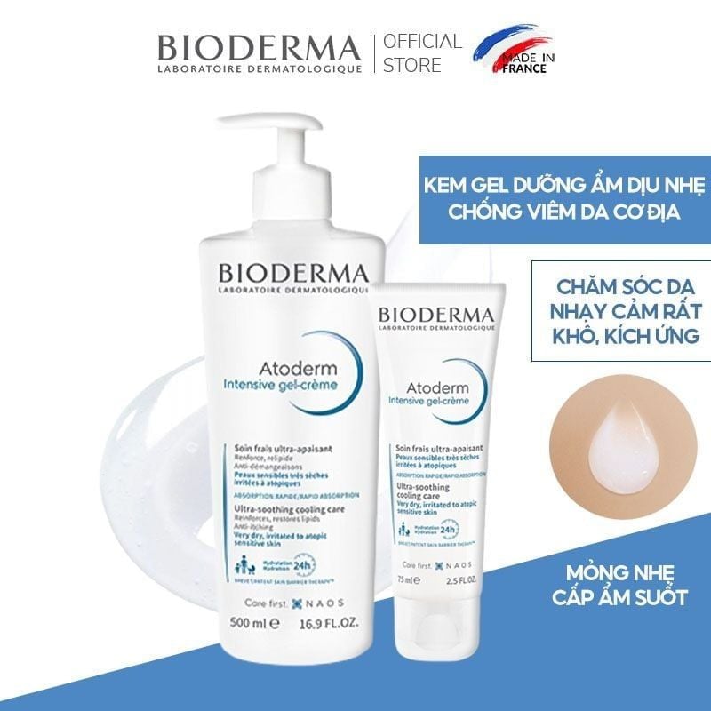 Kem Dưỡng Ẩm Bioderma Làm Dịu Dạng Gel Cho Da Rất Khô Atoderm Intensive Gel-Creme 500ml
