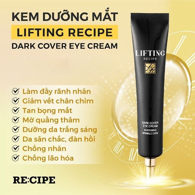 Kem Dưỡng Mắt Re:cipe Mờ Thâm, Cải Thiện Nếp Nhăn Lifting Dark Cover Eye Cream 30ml