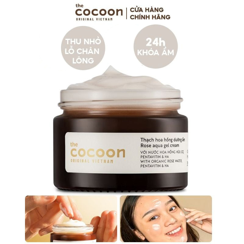 Kem Dưỡng Ẩm Dạng Thạch Cocoon Từ Hoa Hồng Tươi Giúp Nuôi Dưỡng & Khóa Ẩm Rose Aqua Gel Cream