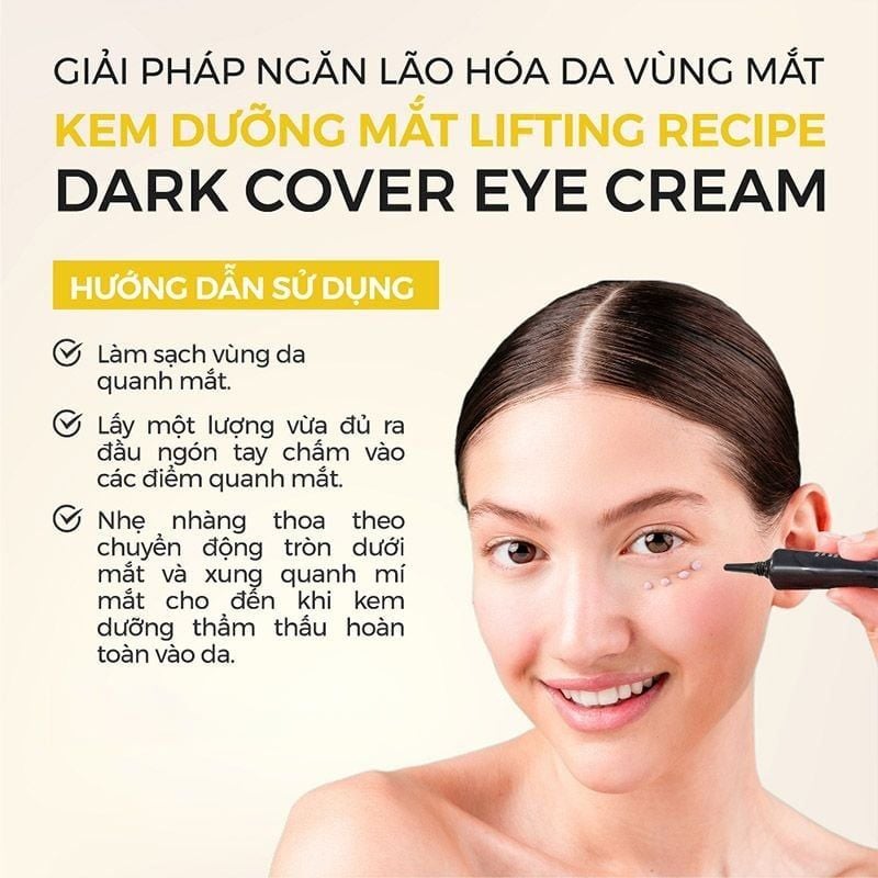 Kem Dưỡng Mắt Re:cipe Mờ Thâm, Cải Thiện Nếp Nhăn Lifting Dark Cover Eye Cream 30ml