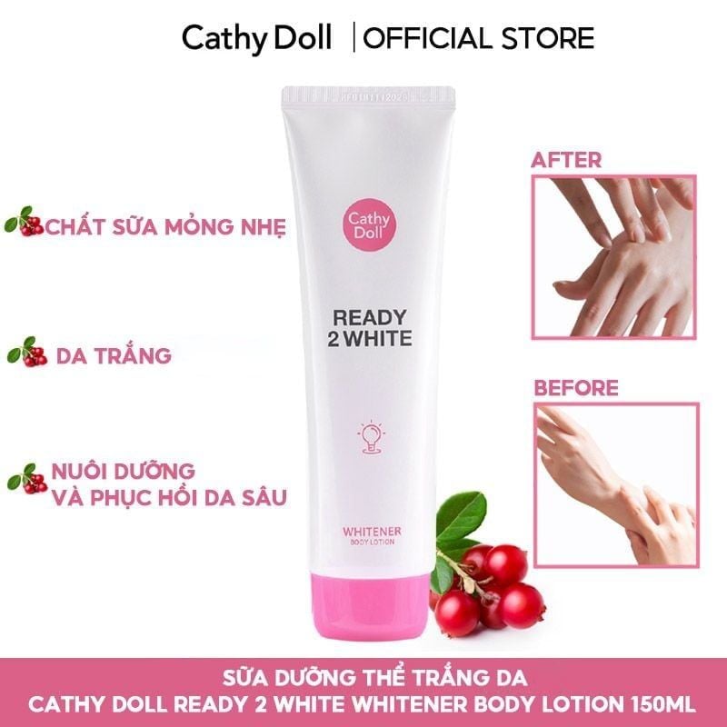 Sữa Dưỡng Thể Cathy Doll Hỗ Trợ Trắng Da Ready 2 White Whitener Body Lotion 150ml