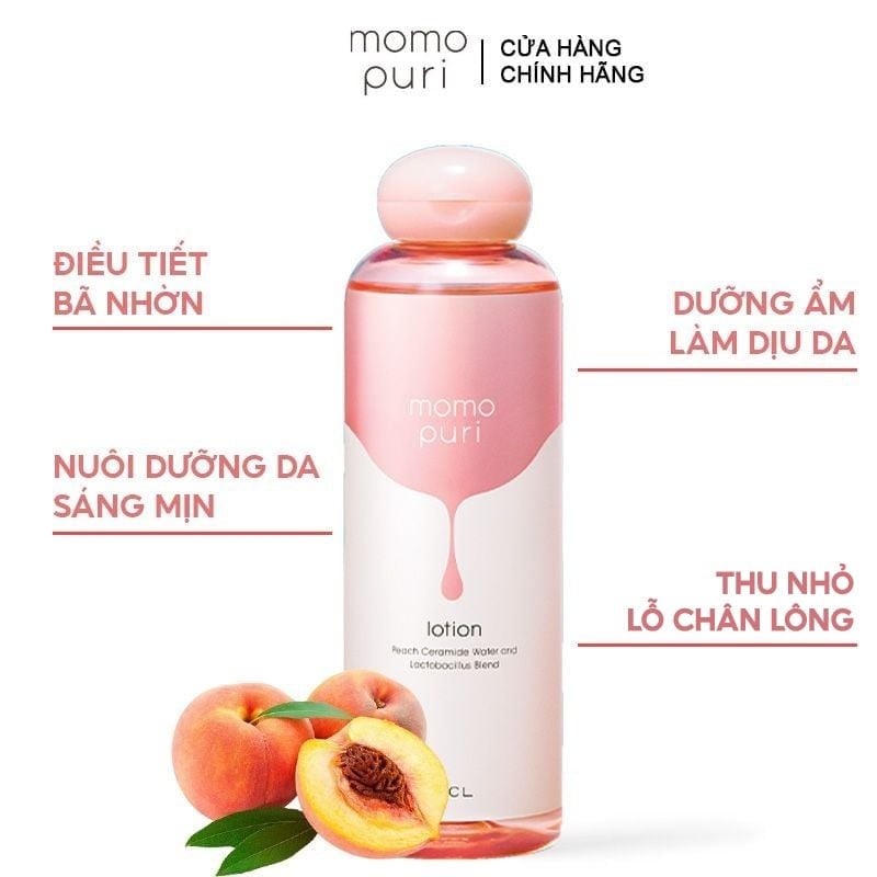 Nước Hoa Hồng Momopuri Cân Bằng Da Cấp Ẩm Chiết Xuất Đào Lotion 200ml