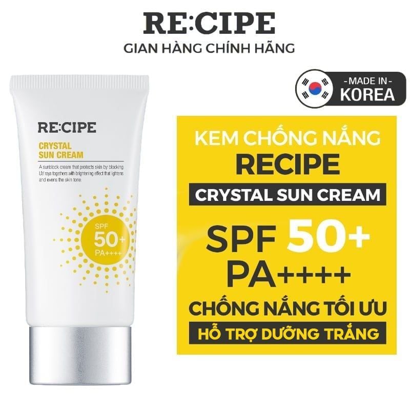 Kem Chống Nắng Re:cipe Nâng Tone Crystal Sun Cream SPF50+/PA++++ 50ml