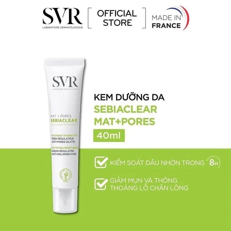 Kem Dưỡng SVR Cải Thiện Mụn, Thông Thoáng Lỗ Chân Lông Sebiaclear Mat + Pores 40ml