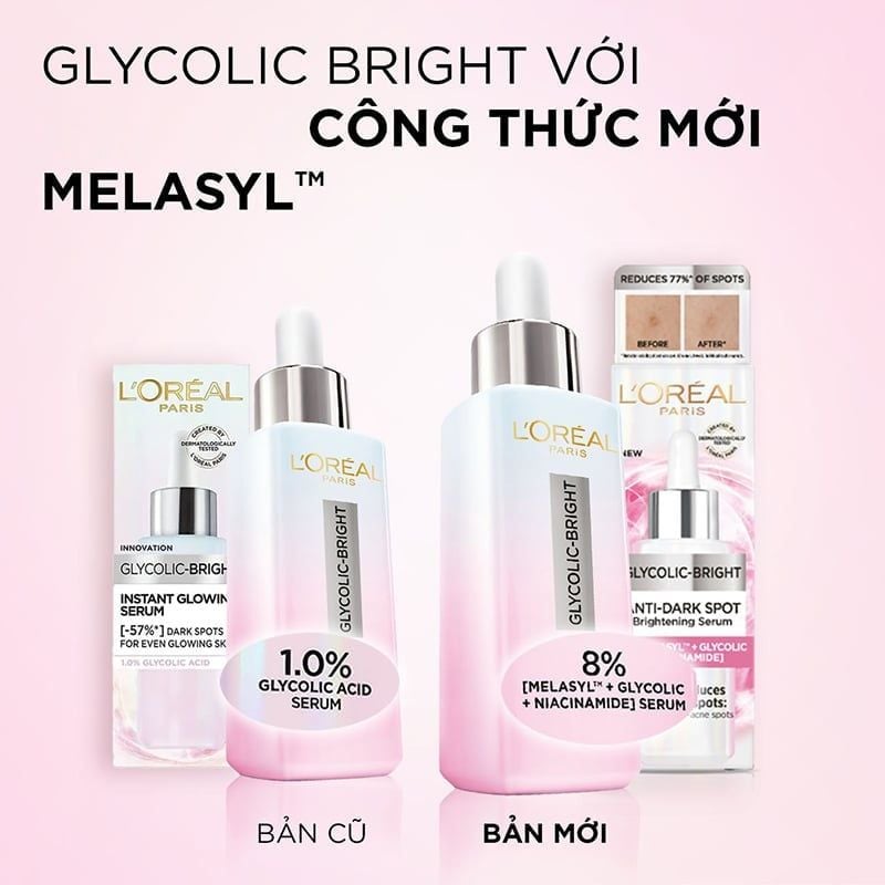 [VOUCHER 40K] Serum L'oreal Tinh Chất Mờ Thâm Nám Glycolic-Bright Instant Glowing Serum