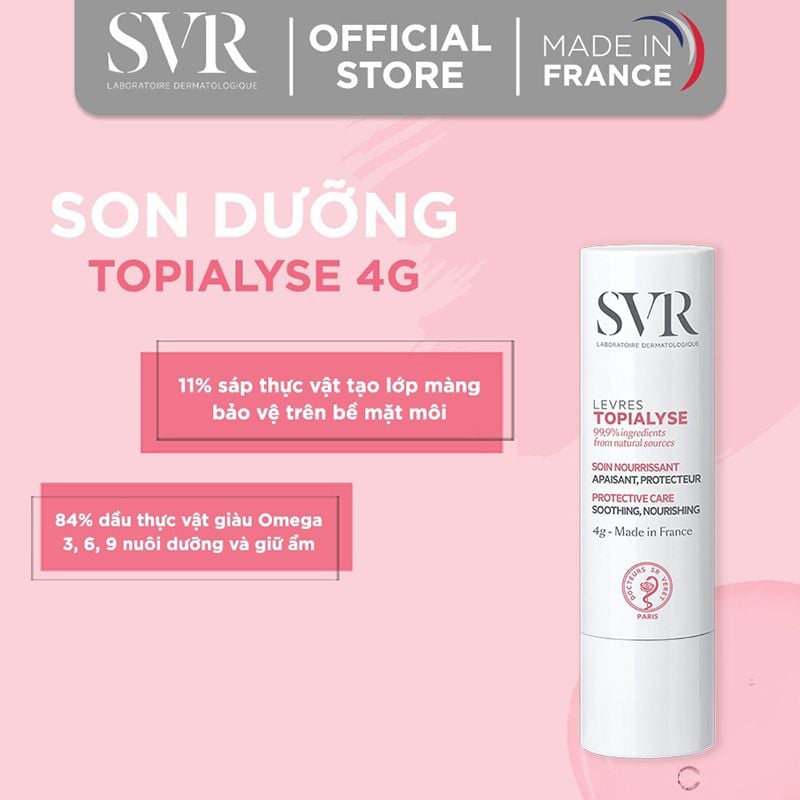 Son Dưỡng SVR Giúp Cấp Ẩm Cho Môi Khô, Nứt Nẻ Stick Topialyse Levres 4g