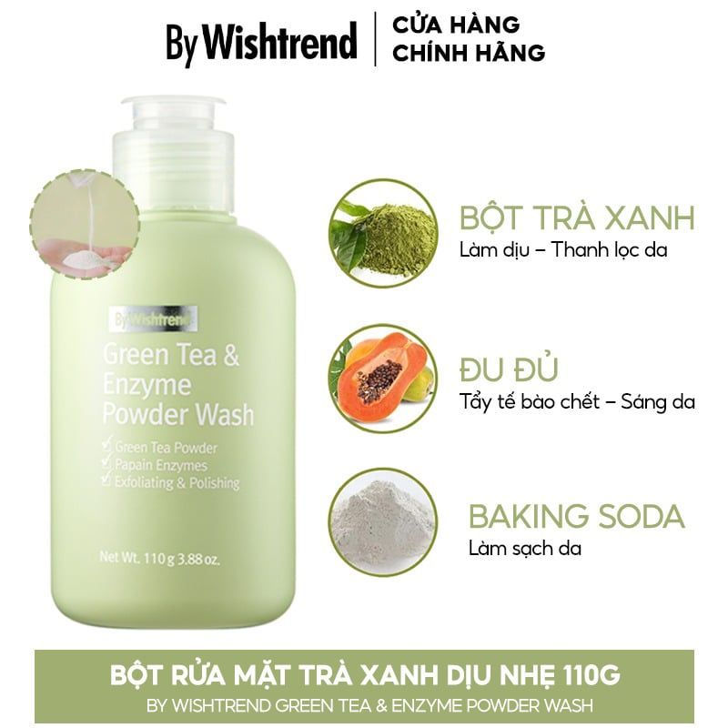 Bột Rửa Mặt Wishtrend Trà Xanh Nhẹ Dịu By Green Tea & Enzyme Powder Wash 70g