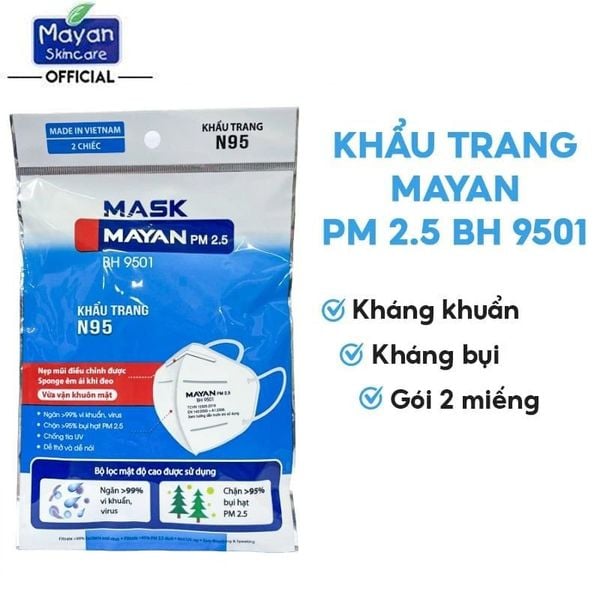  [Túi 2 Cái] Khẩu Trang Kháng Khuẩn Mayan PM 2.5 BH 9501 