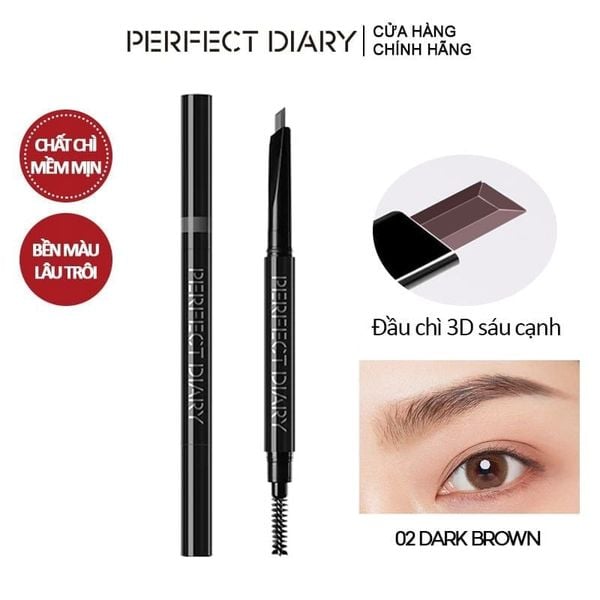 Chì Kẻ Mày Hai Đầu, Chống Thấm Nước Perfect Diary Dual- Ended Hexagonal Chiseled Eyebrow Pencil 0.28g