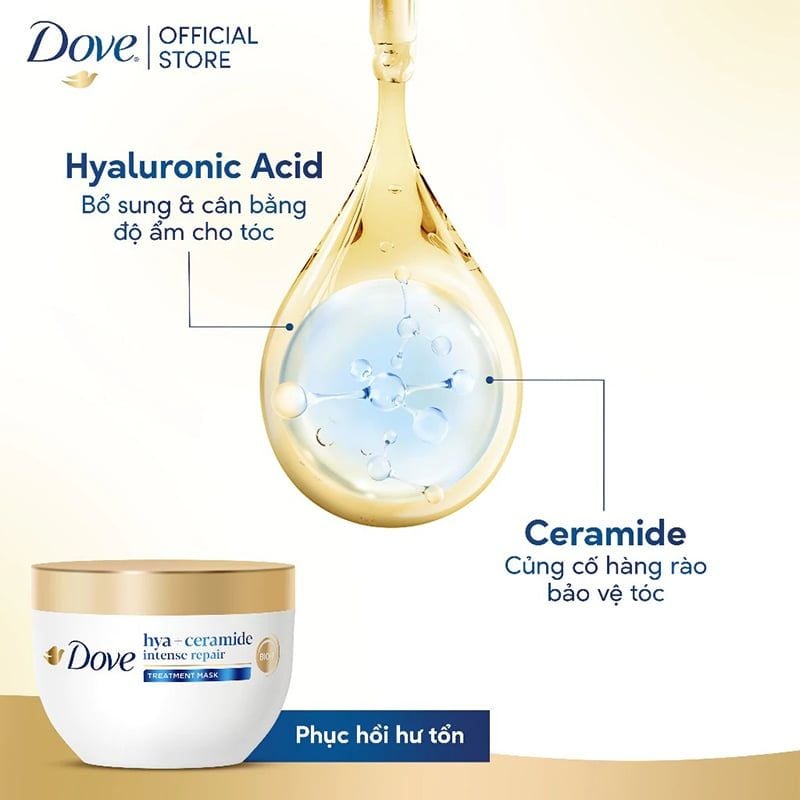 Kem Ủ Tóc Cao Cấp, Hỗ Trợ Phục Hồi Tóc Hư Tổn, Ngăn Gãy Rụng Tóc Dove Hya Treatment Mask 300ml